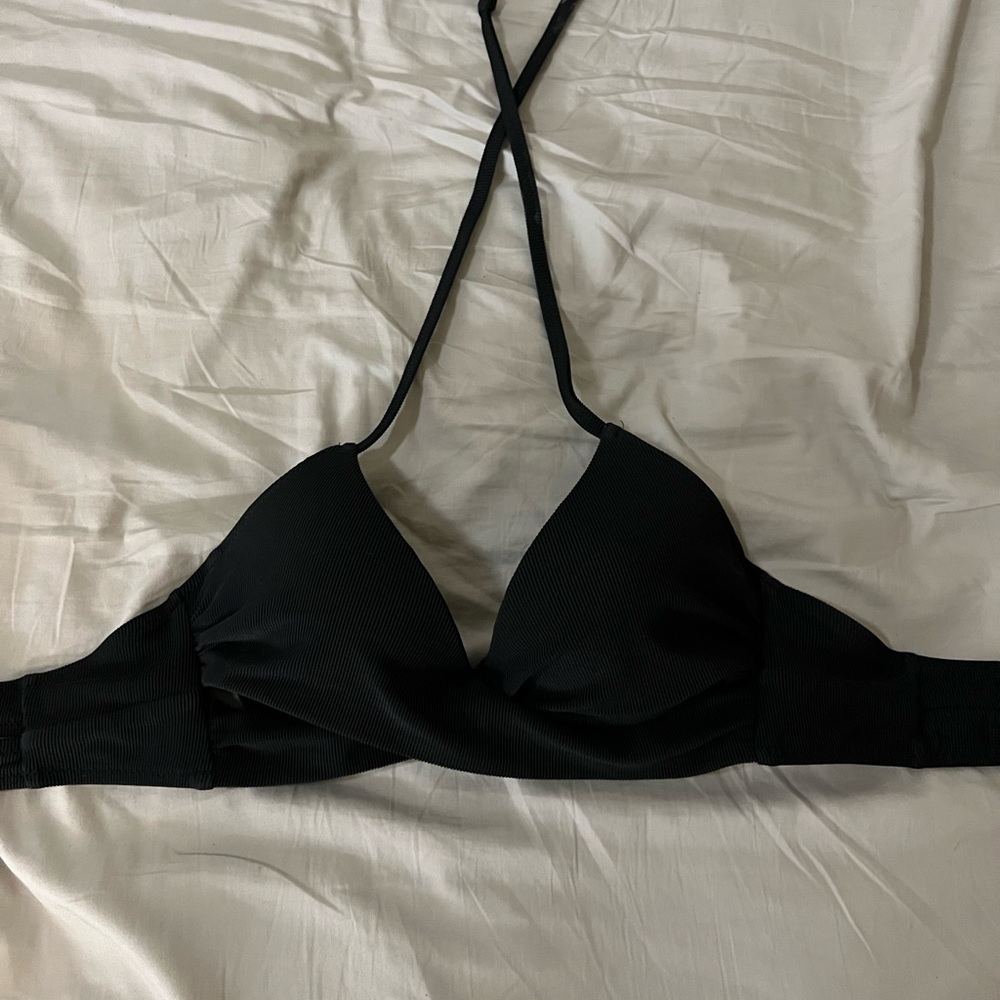 Black Crossover Bathing Suit Top
